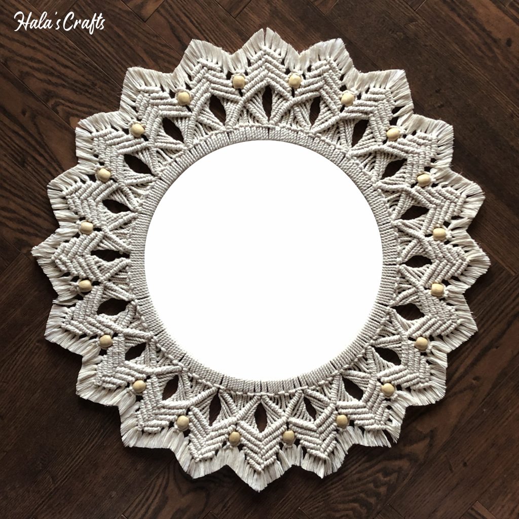white macrame mirror