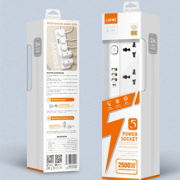 Ldnio Power Strip 5 UK 3 Usb A 1 Usb C SC5415