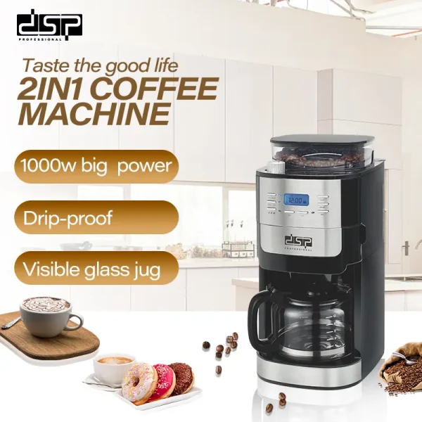 DSP 2 In 1 Automatic Coffee Maker With Automatic Bean Grinding 1.8 L 1000W KA3055 3